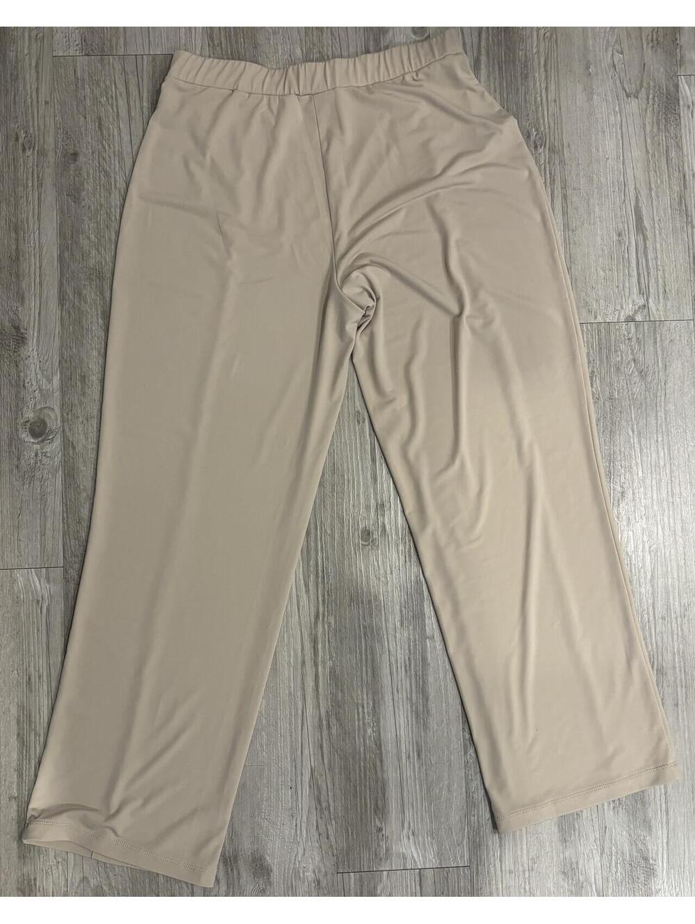 Susan Graver Beige Stretch Pants with Button Detail, Size MP